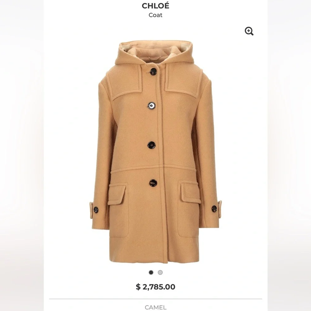 Chloe coat virgin wool mohair wool camel color Sz 42 - Picture 3 of 14